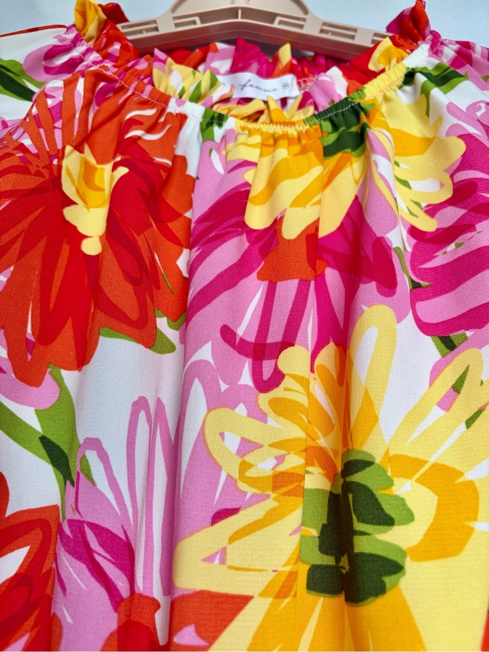 Ces Femme Womens M Bright Floral Dress Flutter Sleeve Tiered Resort - Picture 15 of 15